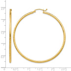 14k 2x55mm Diamond-cut Round Tube Hoop Earrings