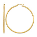 14k 2x55mm Diamond-cut Round Tube Hoop Earrings