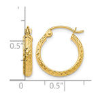 14K 2.8x15mm Diamond-cut Tube Hoop Earrings