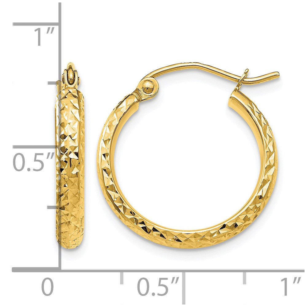 14K 2.8x18mm Diamond-cut Tube Hoop Earrings