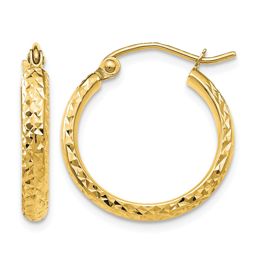 14K 2.8x18mm Diamond-cut Tube Hoop Earrings