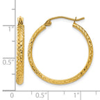 14K 2.8x25mm Diamond-cut Tube Hoop Earrings