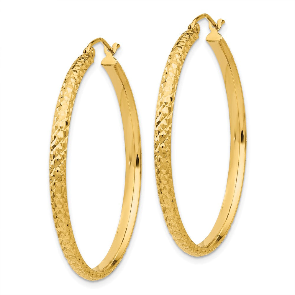 14K 2.8x37mm Diamond-cut Tube Hoop Earrings