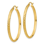 14K 2.8x37mm Diamond-cut Tube Hoop Earrings