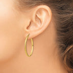 14K 2.8x37mm Diamond-cut Tube Hoop Earrings