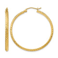 14K 2.8x37mm Diamond-cut Tube Hoop Earrings