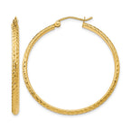 14K 2.8x37mm Diamond-cut Tube Hoop Earrings