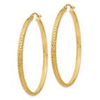 14K 2.8x46mm Diamond-cut Tube Hoop Earrings