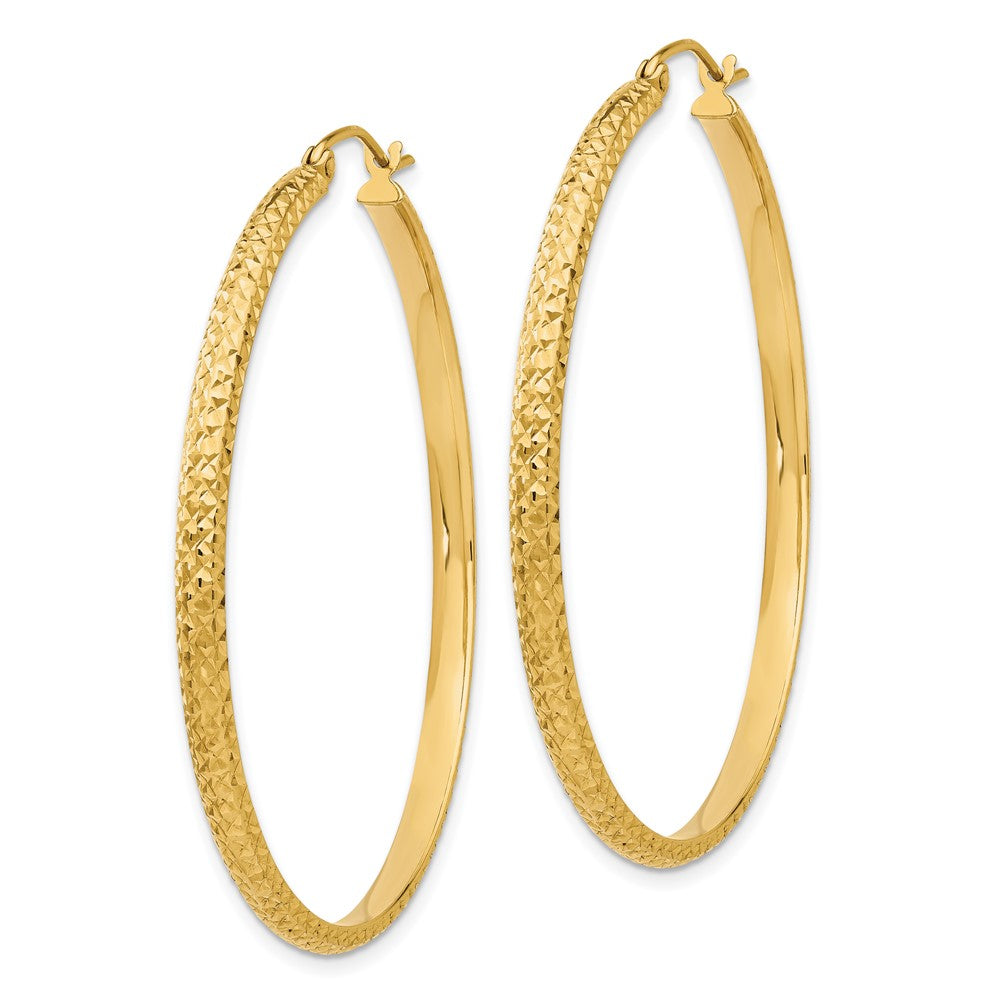 14K 2.8x46mm Diamond-cut Tube Hoop Earrings