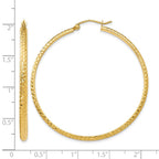 14K 2.8x46mm Diamond-cut Tube Hoop Earrings