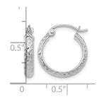 14K White Gold 2.8x15mm Diamond-cut Tube Hoop Earrings