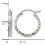 14K White Gold 2.8x18mm Diamond-cut Tube Hoop Earrings