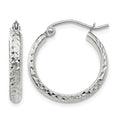 14K White Gold 2.8x18mm Diamond-cut Tube Hoop Earrings