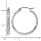 14K White Gold 2.8x25mm Diamond-cut Tube Hoop Earrings