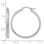 14K White Gold 2.8x30mm Diamond-cut Tube Hoop Earrings
