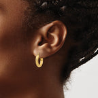 14K 3.5x17mm Diamond-cut Tube Hoop Earrings