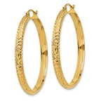 14K 3.5x38mm Diamond-cut Tube Hoop Earrings