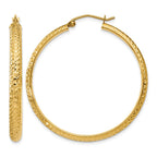 14K 3.5x38mm Diamond-cut Tube Hoop Earrings