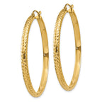 14K 3.5x46mm Diamond-cut Tube Hoop Earrings