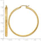14K 3.5x46mm Diamond-cut Tube Hoop Earrings