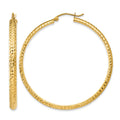14K 3.5x46mm Diamond-cut Tube Hoop Earrings