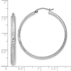 14K White Gold 3.5x38mm Diamond-cut Tube Hoop Earrings