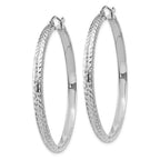 14K White Gold 3.5x46mm Diamond-cut Tube Hoop Earrings