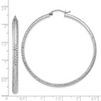 14K White Gold 3.5x52mm Diamond-cut Tube Hoop Earrings