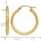 14K 2.5x25mm Knife-Edge Diamond-cut Tube Hoop Earrings