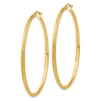 14K 2.5x55mm Knife-Edge Diamond-cut Tube Hoop Earrings