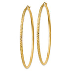 14K 2.5x65mm Knife-Edge Diamond-cut Tube Hoop Earrings