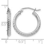 14K White Gold 2.5x20mm Knife-Edge Diamond-cut Tube Hoop Earrings
