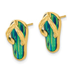 14k Polished with Lab Created Blue Opal Flip-Flop Post Earrings