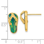 14k Polished with Lab Created Blue Opal Flip-Flop Post Earrings