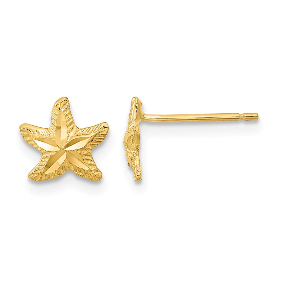 14k Polished Diamond-cut Starfish Post Earrings