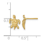 14k Polished Diamond-cut Sea Turtle Post Earrings