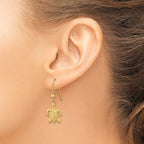14k Polished and Textured Diamond-cut Turtle French Hook Earrings