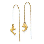 14k Polished Dolphin Threader Earrings
