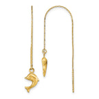 14k Polished Dolphin Threader Earrings