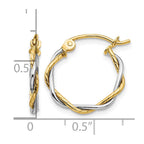 14k Two-tone Polished 1.8mm Twisted Hoop Earrings