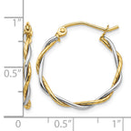 14k Two-tone Polished1.8mm Twisted Hoop Earrings