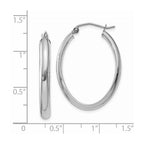 14k White Gold 3.5x30mm Polished Oval Tube Hoop Earrings