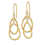 14k Polished Double Teardrop Dangle Wire Earrings