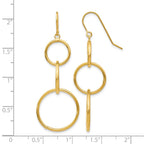 14k 3 Circle Dangle Wire Earrings