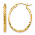14k 2.5x25mm Lightweight Diamond-cut Oval Tube Hoop Earrings