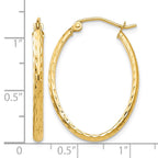 14k 2.5x29mm Lightweight Diamond-cut Oval Tube Hoop Earrings