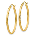 14k 2.5x35mm Lightweight Diamond-cut Oval Tube Hoop Earrings