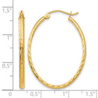 14k 2.5x35mm Lightweight Diamond-cut Oval Tube Hoop Earrings