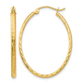 14k 2.5x35mm Lightweight Diamond-cut Oval Tube Hoop Earrings