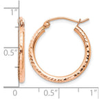 14k Rose Gold 2x20mm Diamond-cut Polished Tube Hoop Earrings